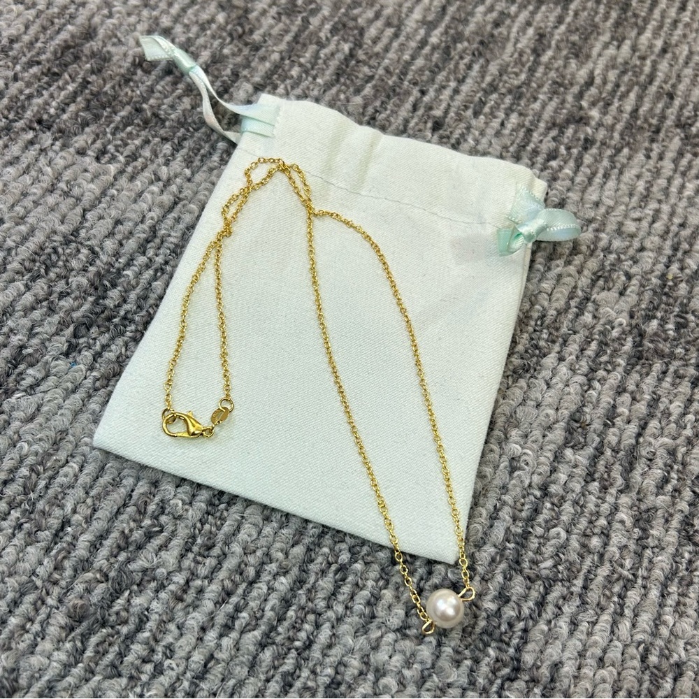 Delicate Gold Chain Necklace w Pearl Timeless Minimalist✨